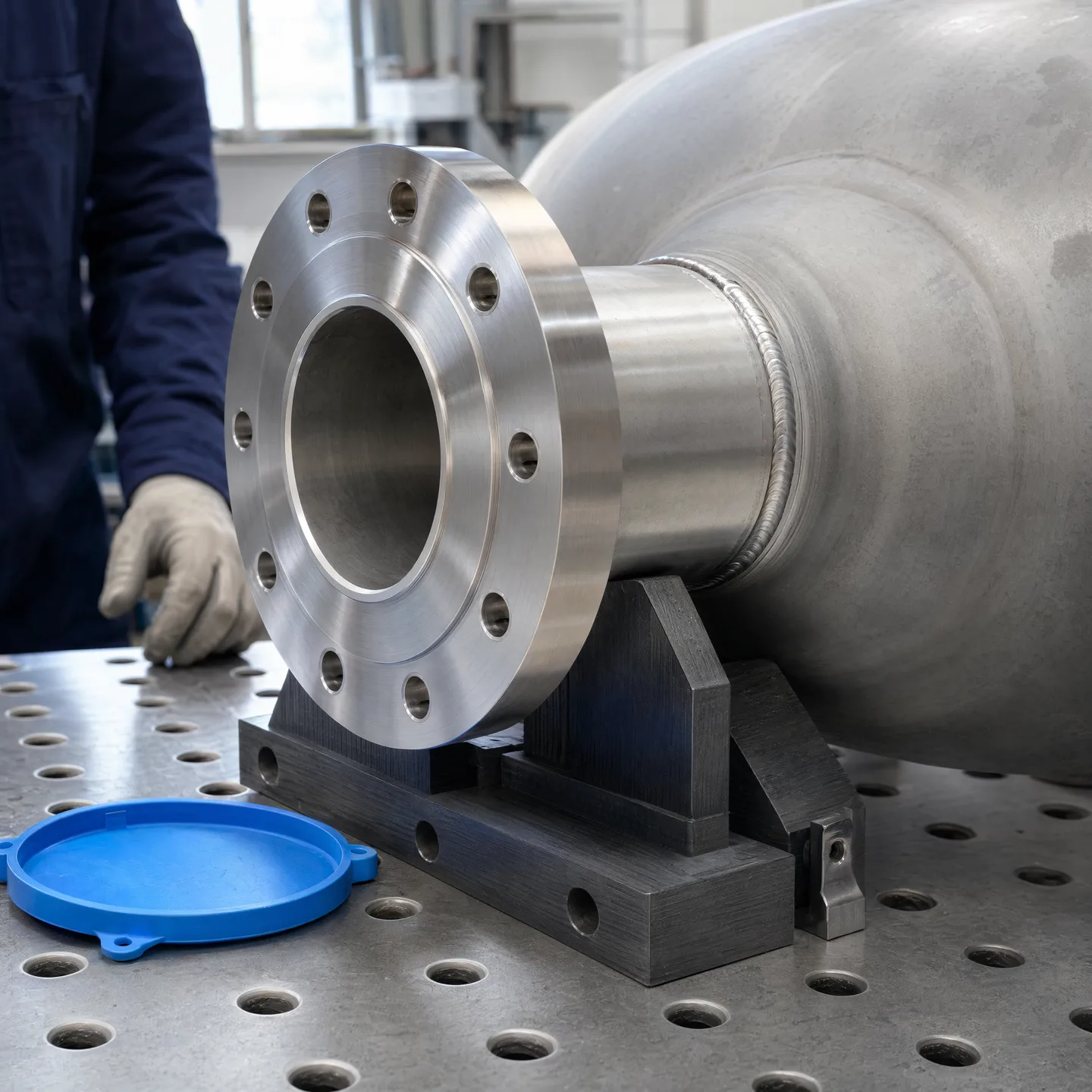 Illustrative flange face and nozzle assembly close-up